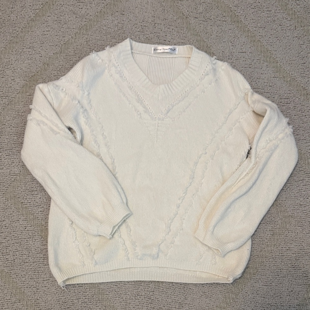 Tang Ting Classic Cozy Cream Cable Knit Sweater – Small